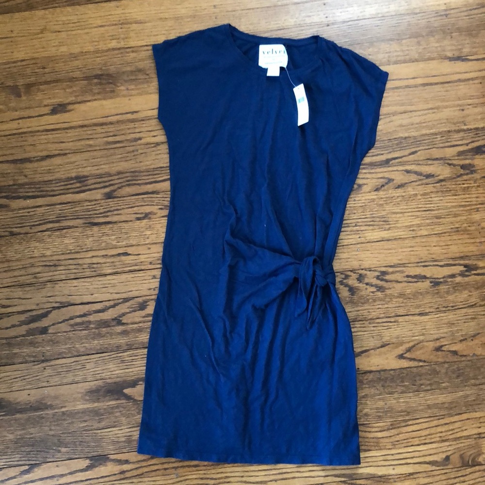 Velvet knit side tie dress